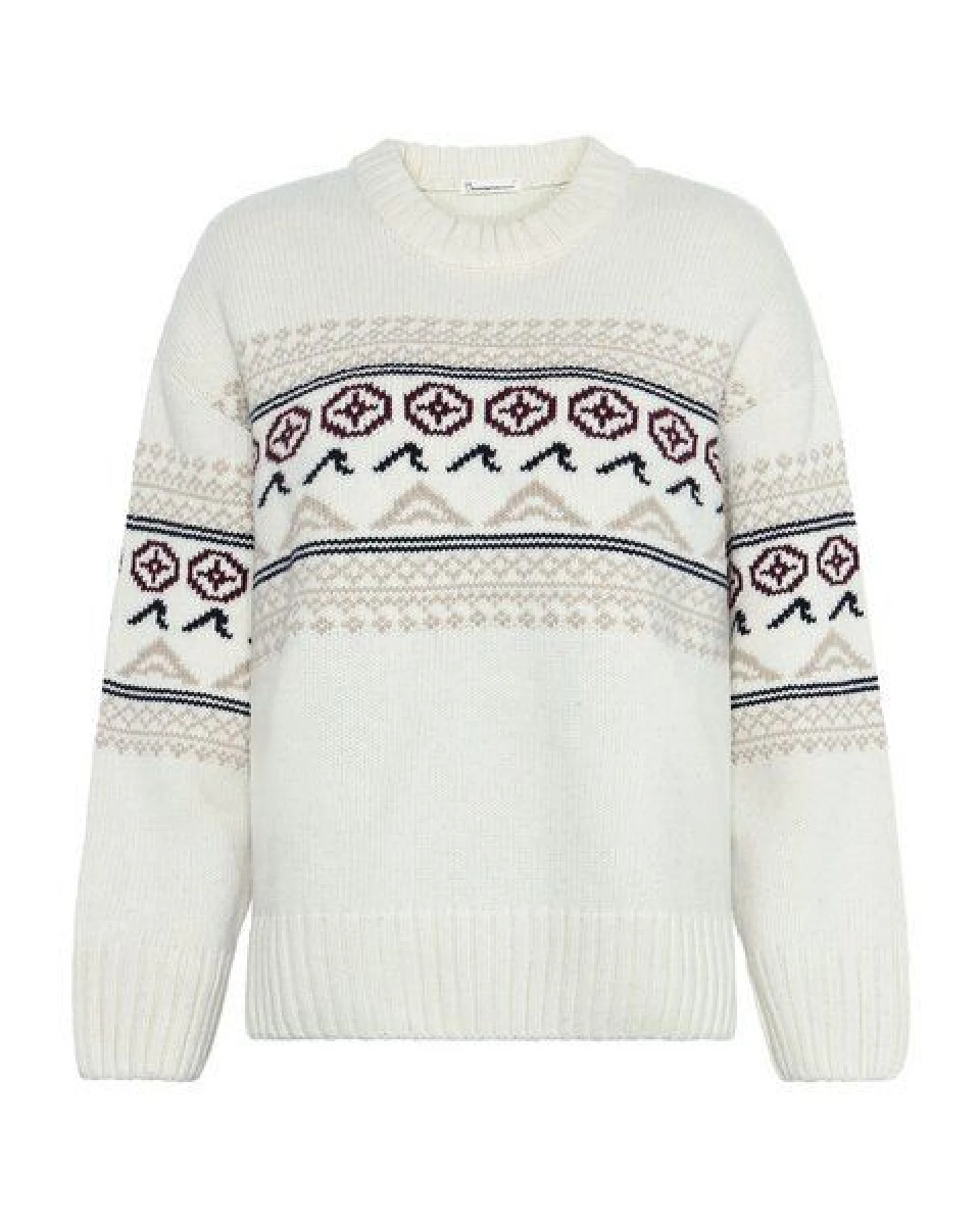 KnowledgeCotton Apparel Rundhals-Pullover mit Strickmuster aus Lammwolle RWS – Ansicht 2