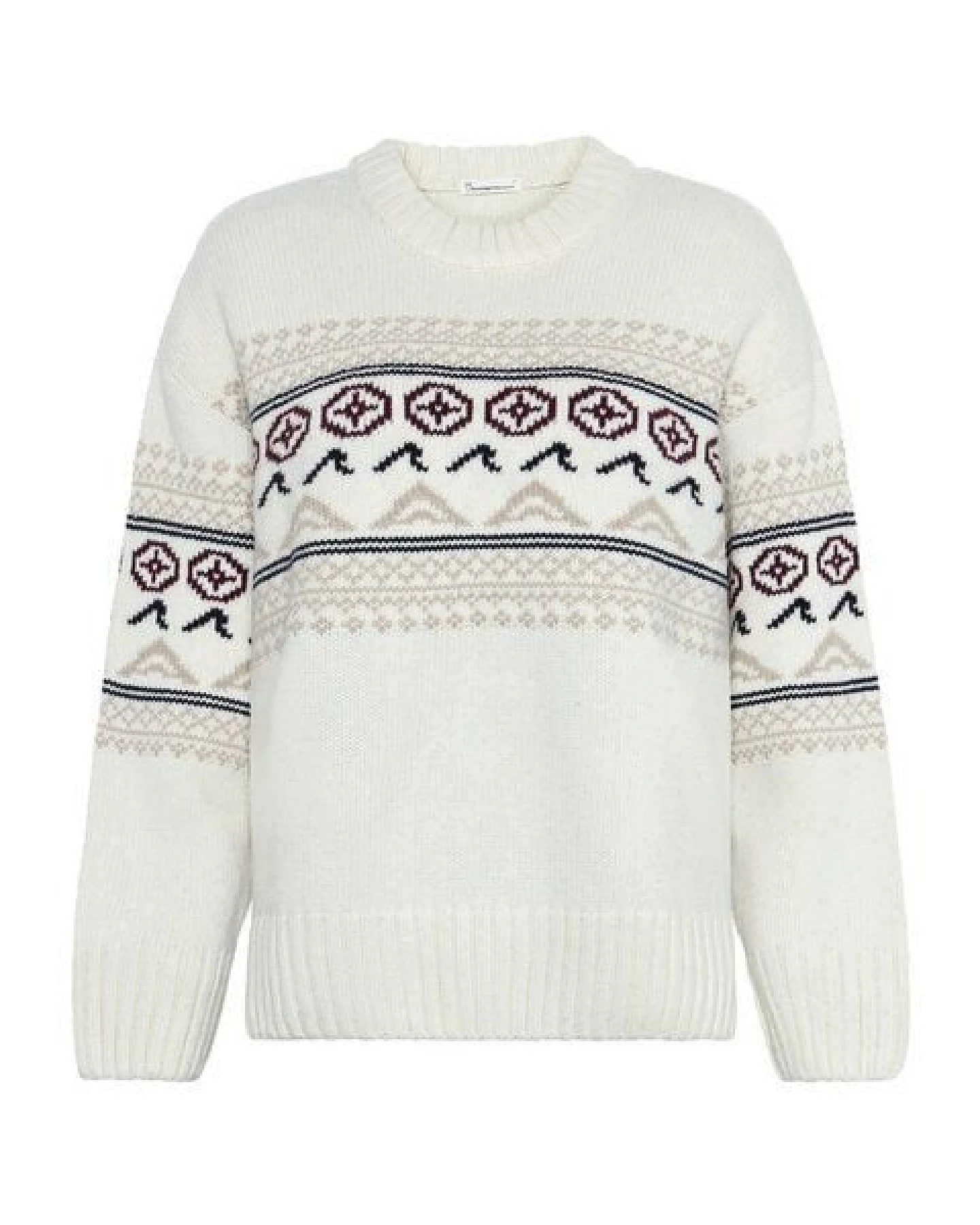 KnowledgeCotton Apparel Rundhals-Pullover mit Strickmuster aus Lammwolle RWS – Ansicht 2