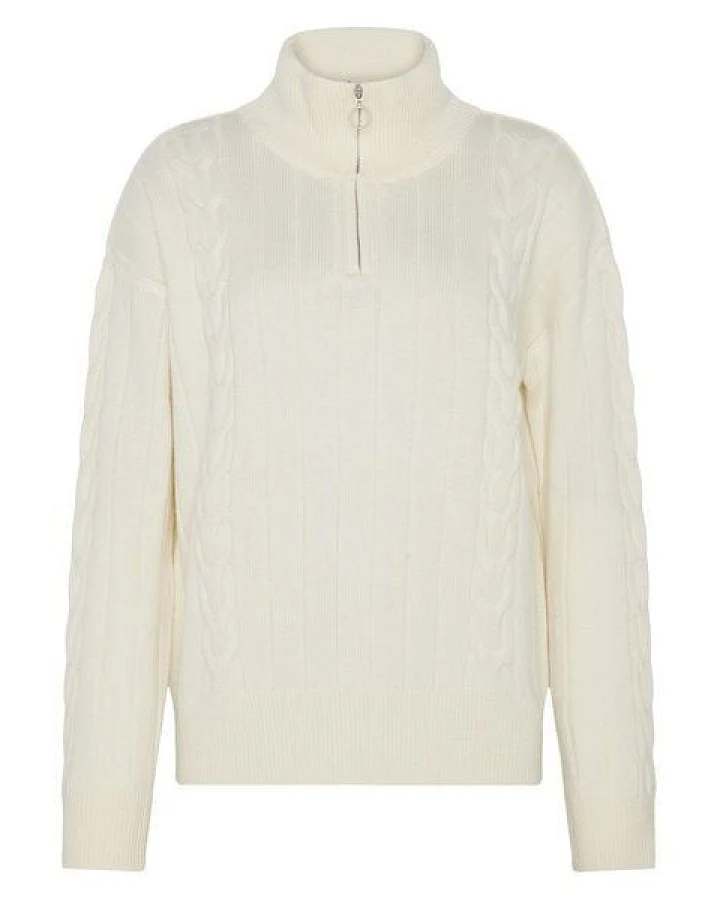 KnowledgeCotton Apparel Halfzip Pullover mit hohem Kragen aus Merinowolle RWS