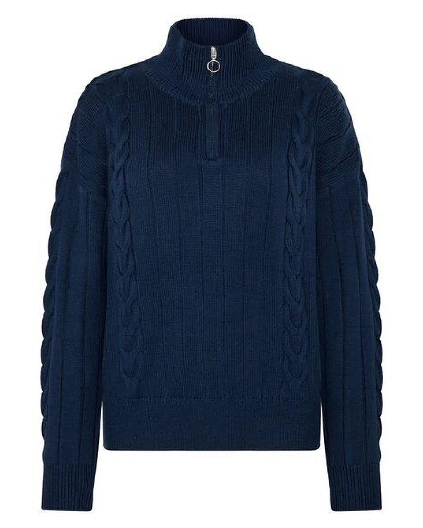 KnowledgeCotton Apparel Halfzip Pullover mit hohem Kragen aus Merinowolle RWS – Ansicht 3