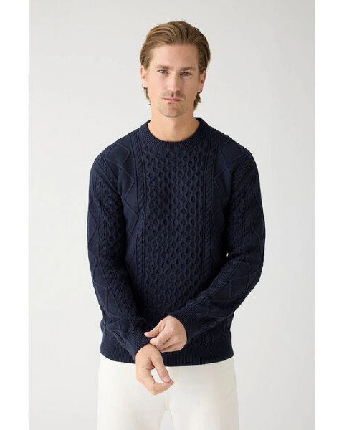KnowledgeCotton Apparel Cable Knit Strickpullover aus Bio-Baumwolle ROC/GOTS/Vegan – Ansicht 2