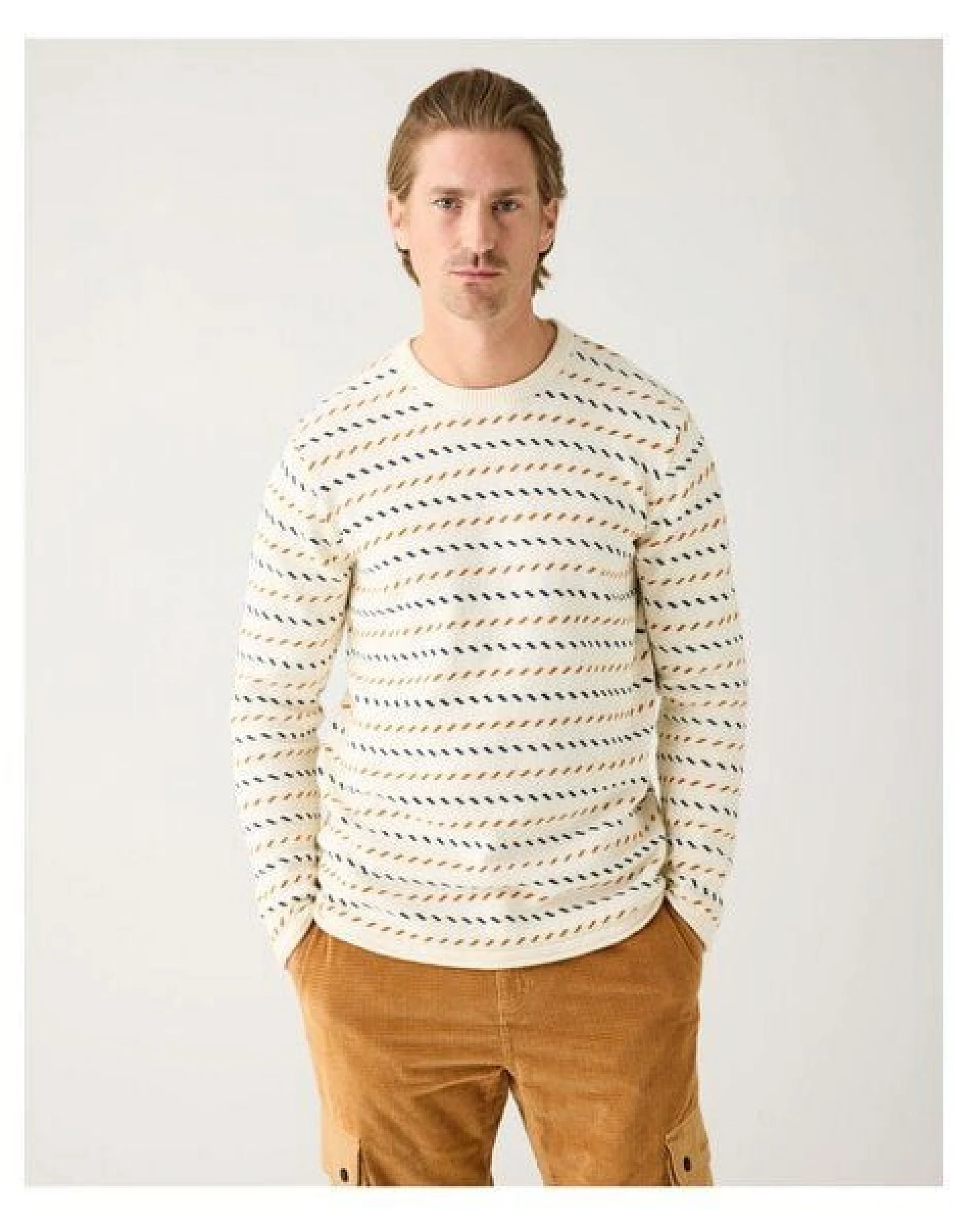 KnowledgeCotton Apparel Jacquard Pullover aus Bio-Baumwolle RWS/Vegan – Ansicht 2