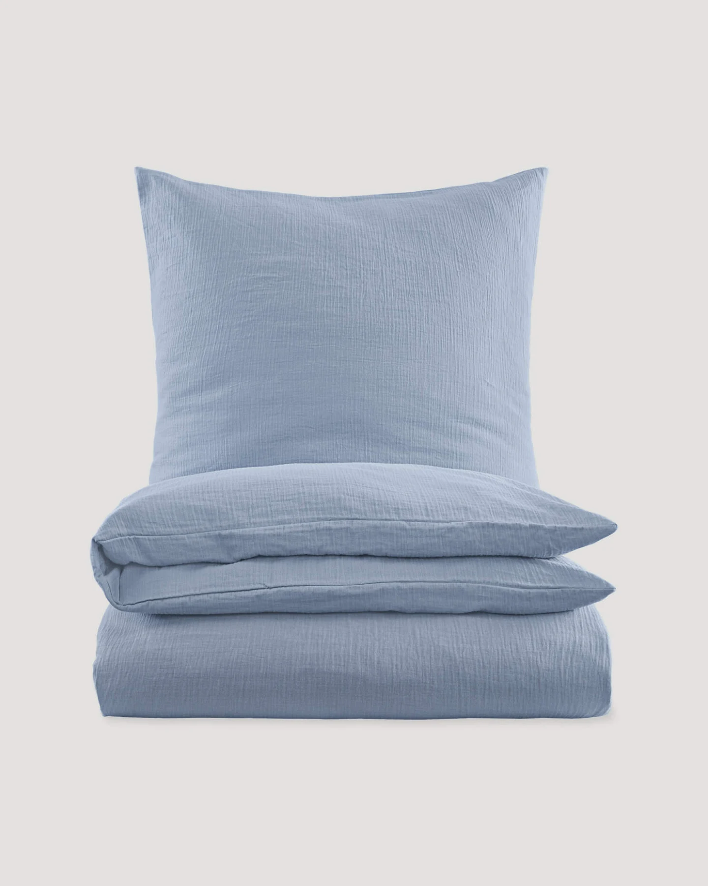 hessnatur Musselin Bettwäsche-Set aus Bio-Baumwolle - blau - Größe 200x200 / 2x80x80 cm – Ansicht 2