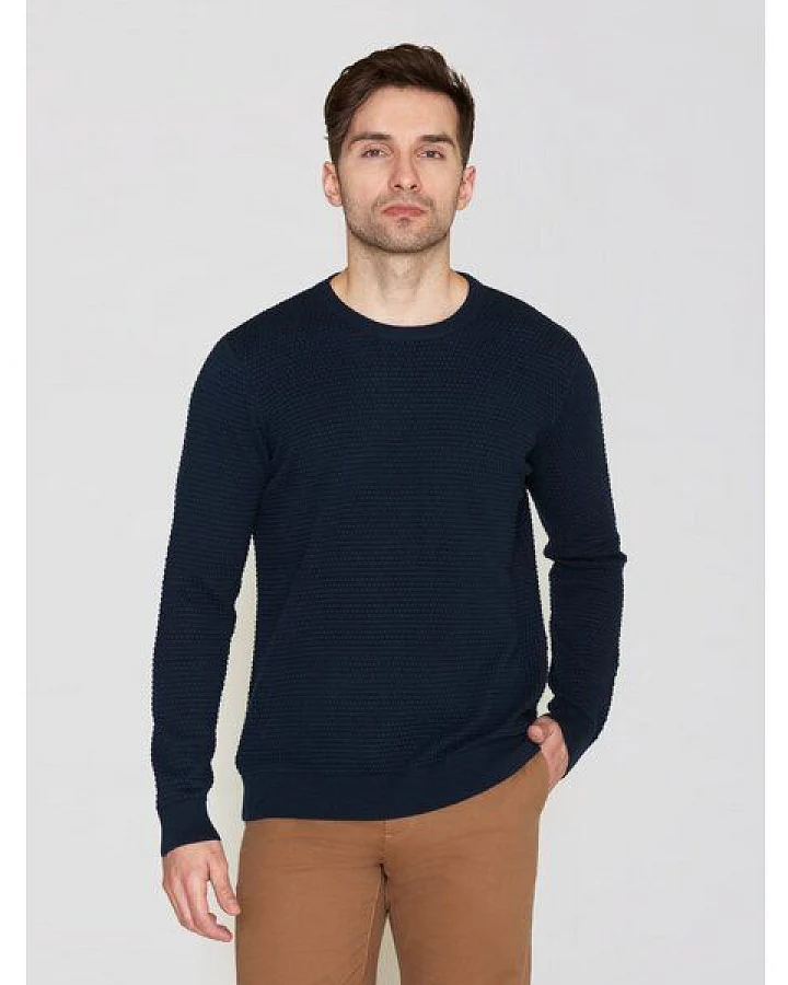 KnowledgeCotton Apparel Crewneck Strickpullover VAGN aus Bio-Baumwolle - ROC/GOTS/Vegan