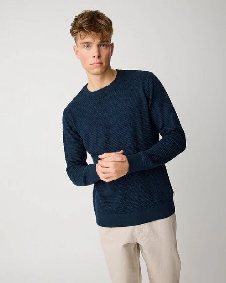 KnowledgeCotton Apparel Crewneck Strickpullover VAGN aus Bio-Baumwolle - ROC/GOTS/Vegan