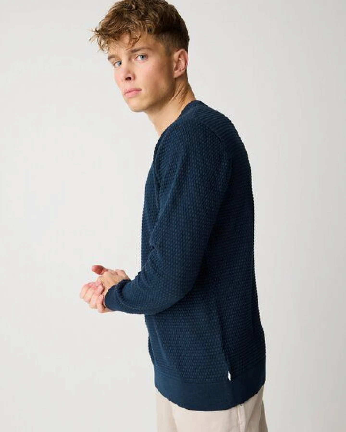 KnowledgeCotton Apparel Crewneck Strickpullover VAGN aus Bio-Baumwolle - ROC/GOTS/Vegan – Ansicht 3