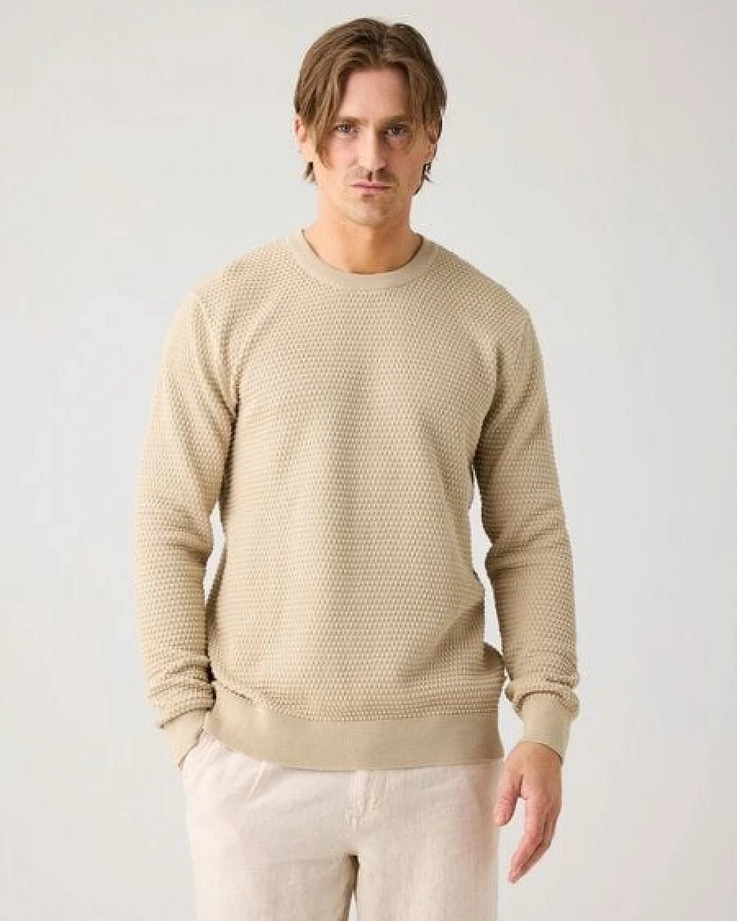 KnowledgeCotton Apparel Crewneck Strickpullover VAGN aus Bio-Baumwolle - ROC/GOTS/Vegan – Ansicht 3