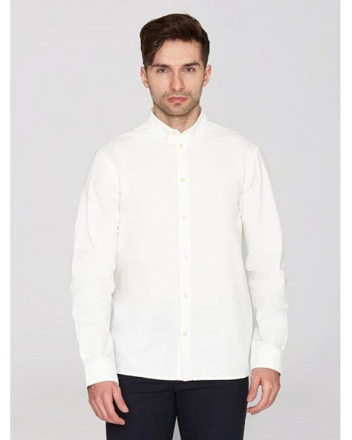 KnowledgeCotton Apparel Regular Hemd HARALD Small Owl Oxford aus Bio-Baumwolle - ROC/GOTS/Vegan