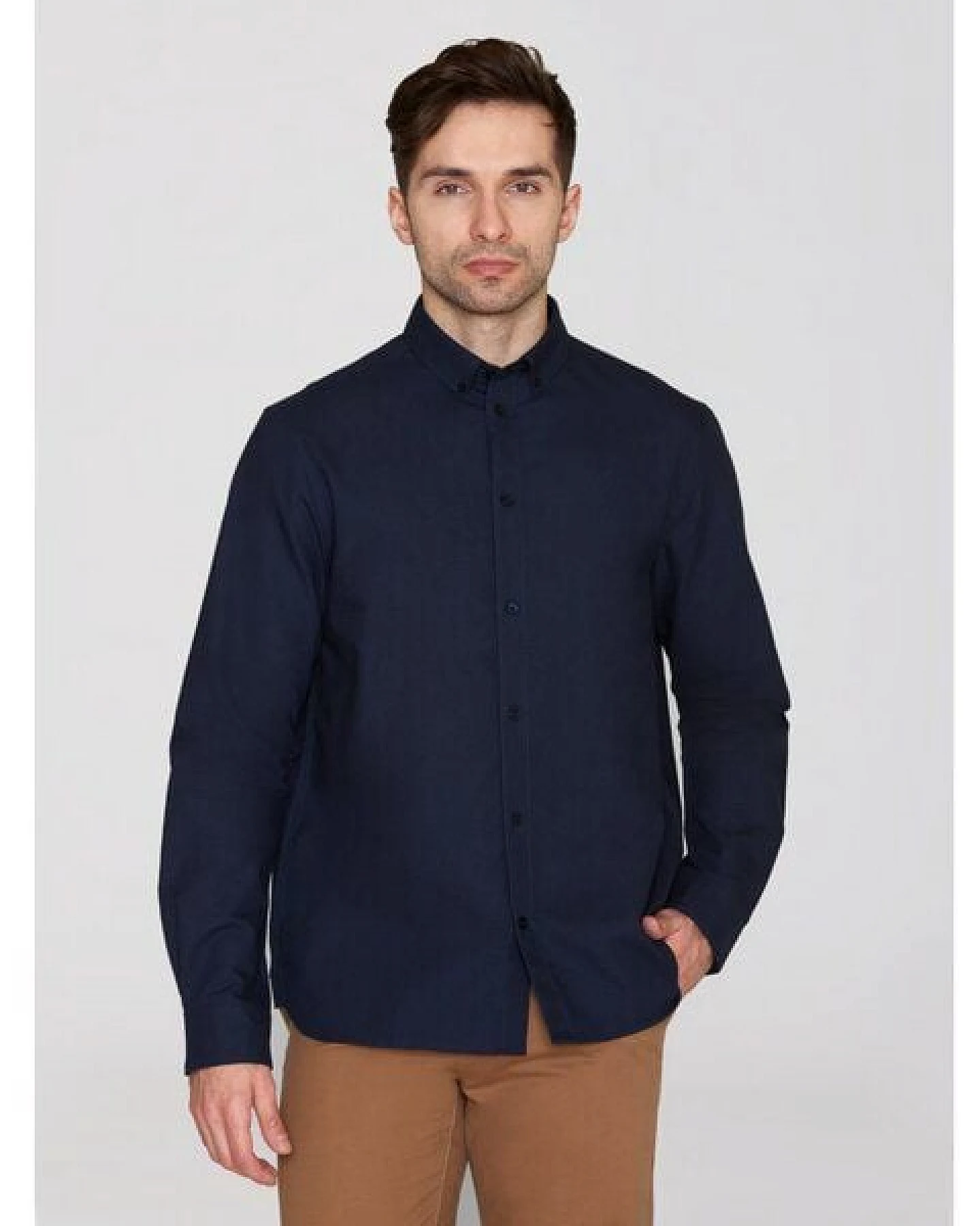 KnowledgeCotton Apparel Regular Hemd HARALD Small Owl Oxford aus Bio-Baumwolle - ROC/GOTS/Vegan – Ansicht 2