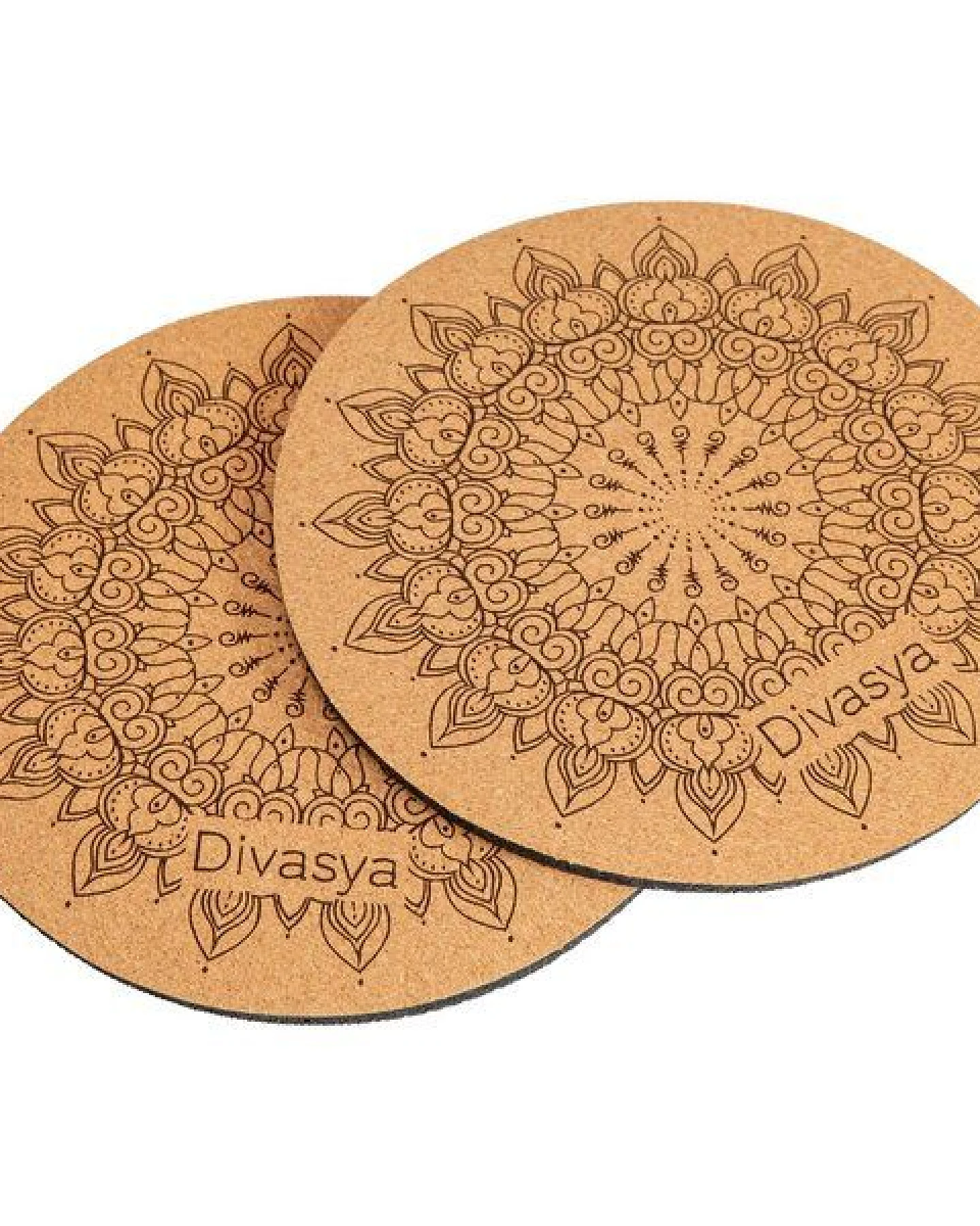 Divasya Yoga Komfort-Set: Yogamatte aus Kork & Naturkautschuk inklusive 2 Kniepads (Lotus / Pure) – Ansicht 2