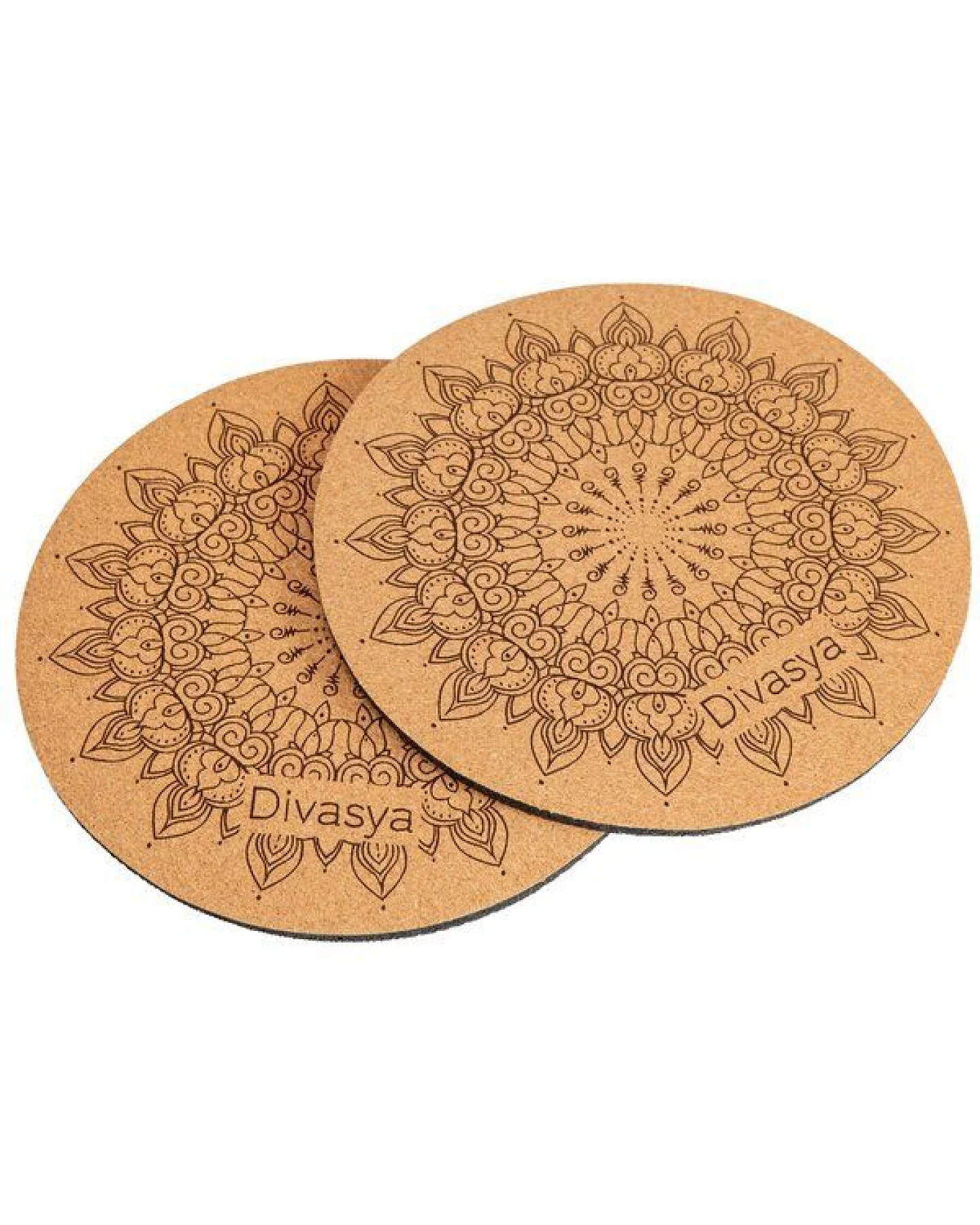 Divasya Yoga Komfort-Set: Yogamatte aus Kork & Naturkautschuk inklusive 2 Kniepads (Lotus / Pure) – Ansicht 2