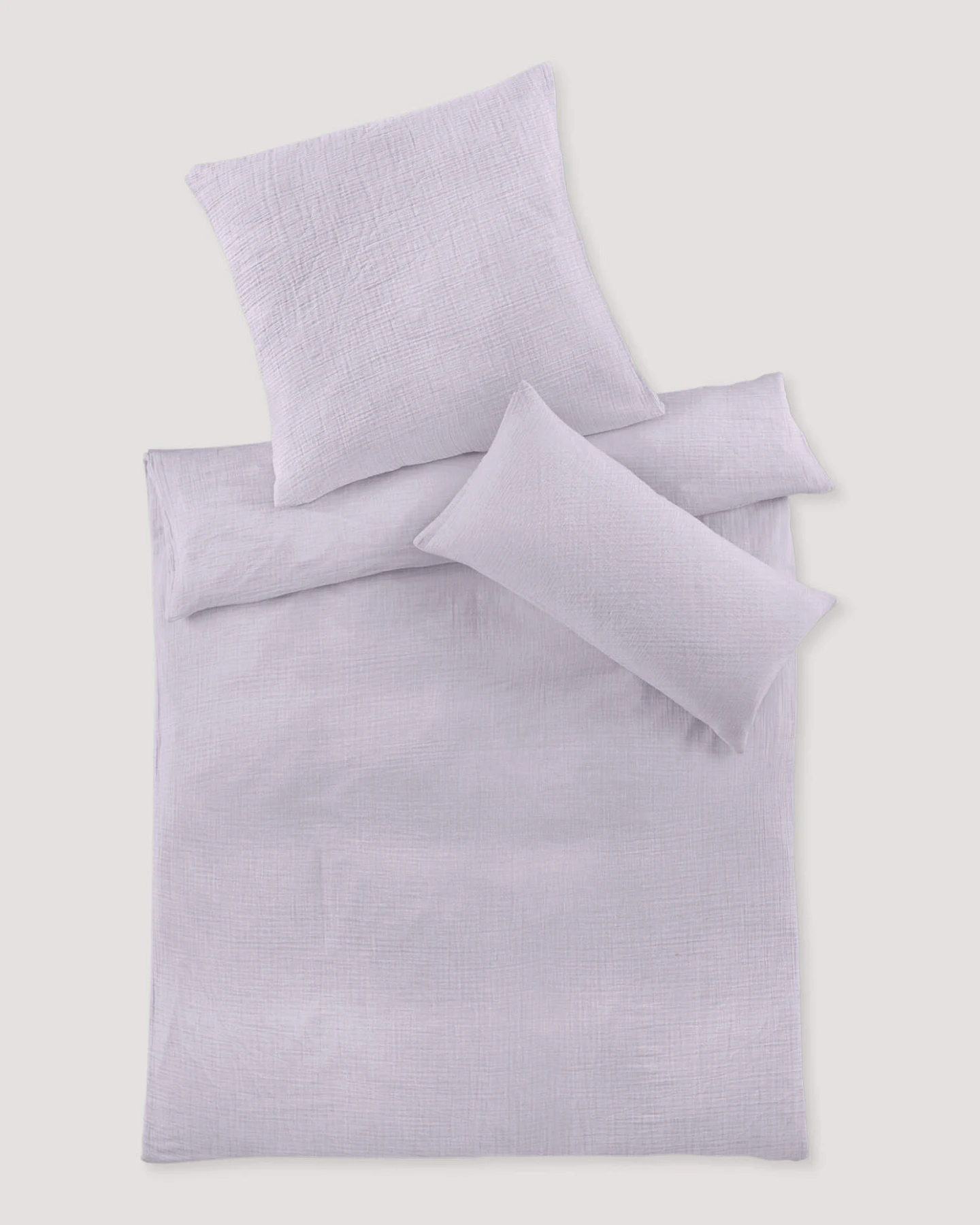 hessnatur Musselin Bettwäsche-Set aus Bio-Baumwolle - lila - Größe 155x220 / 40x80 cm – Ansicht 3