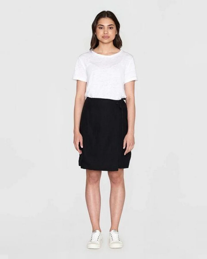 KnowledgeCotton Apparel Short Linen Wrap Skirt