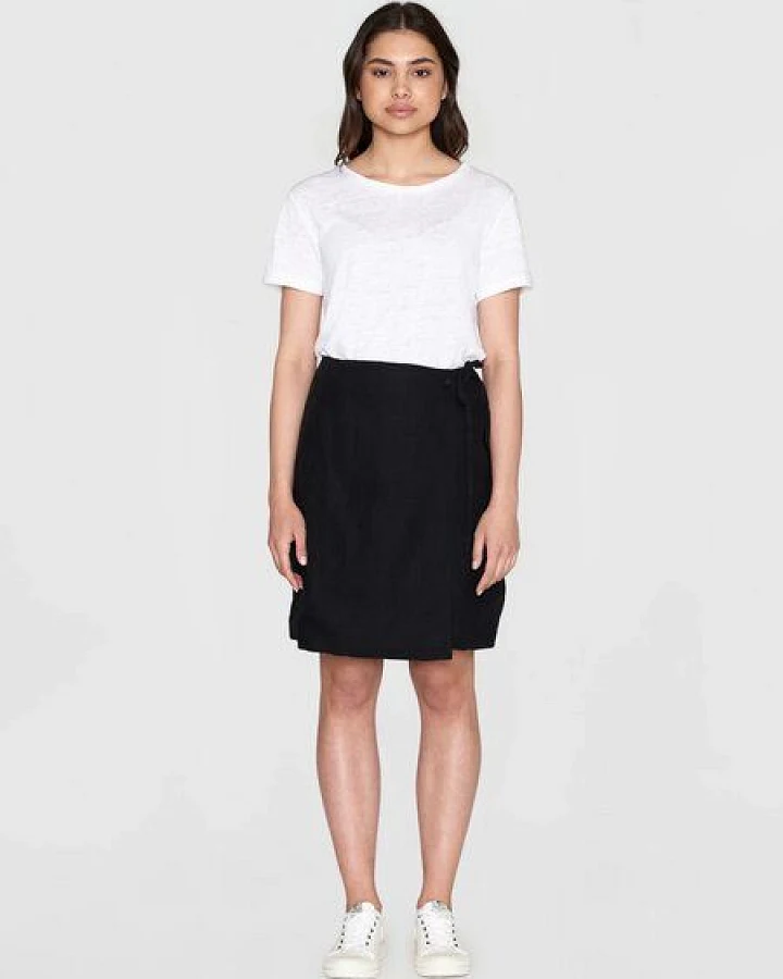 KnowledgeCotton Apparel Short Linen Wrap Skirt