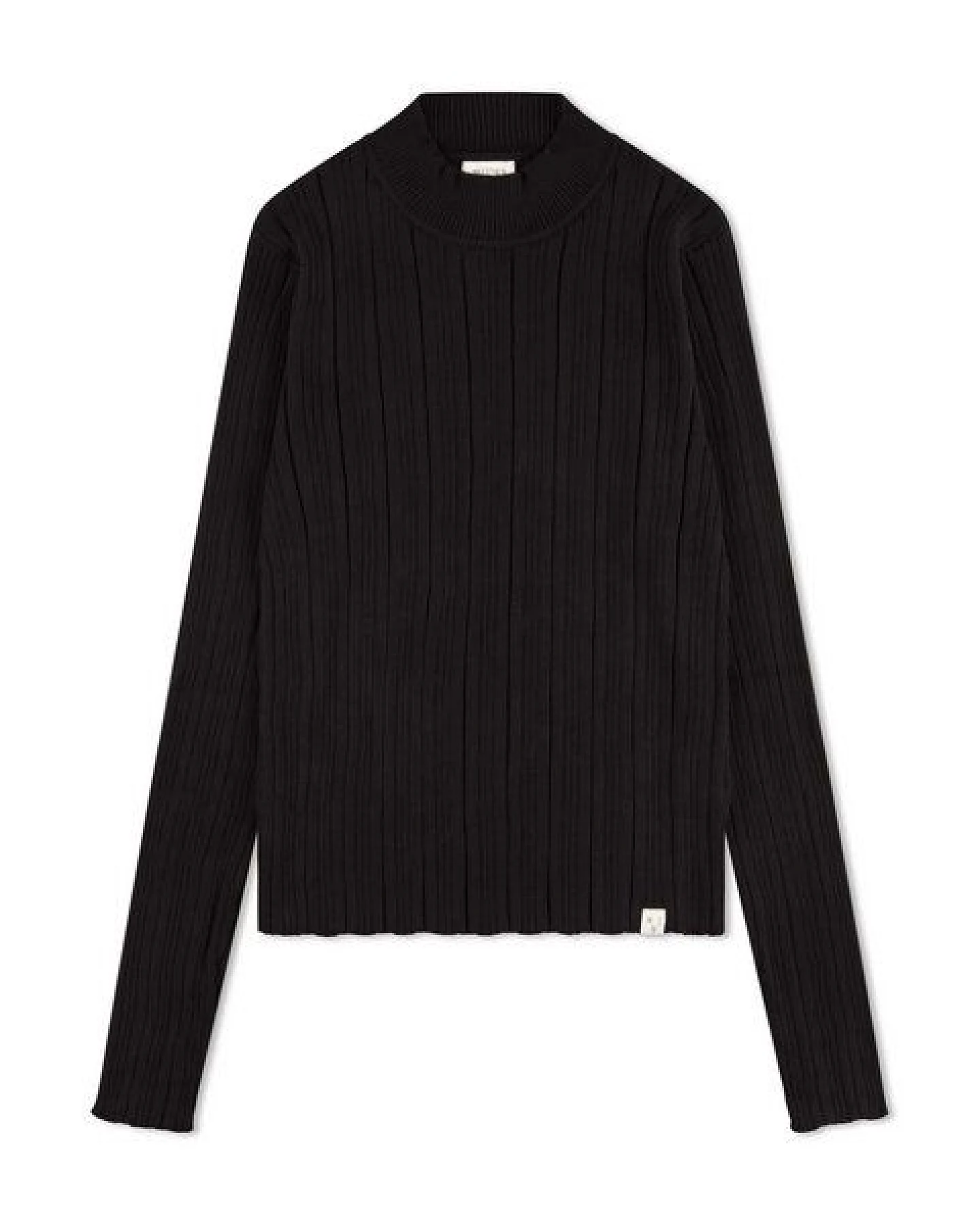 Matona Geripptes Langarmshirt für Frauen aus Bio-Baumwolle / Ribbed Collared Longsleeve – Ansicht 4