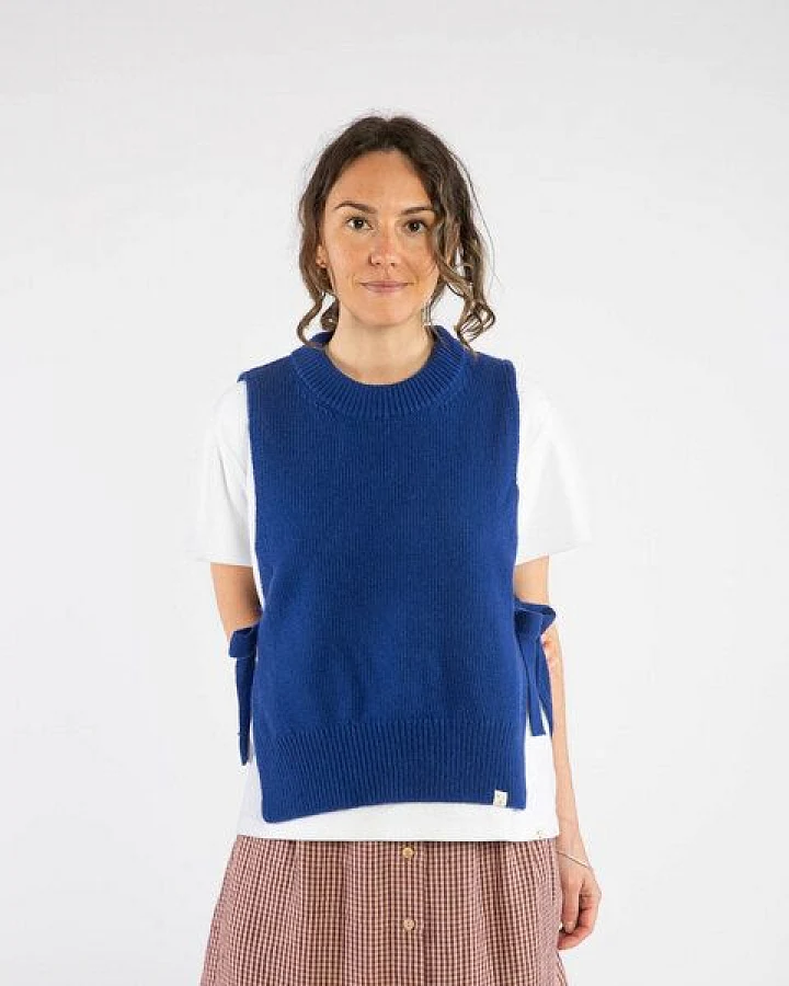 Matona Strickpullunder mit Bindedetail für Frauen aus Bio-Baumwolle und Lammwolle / Apron Vest
