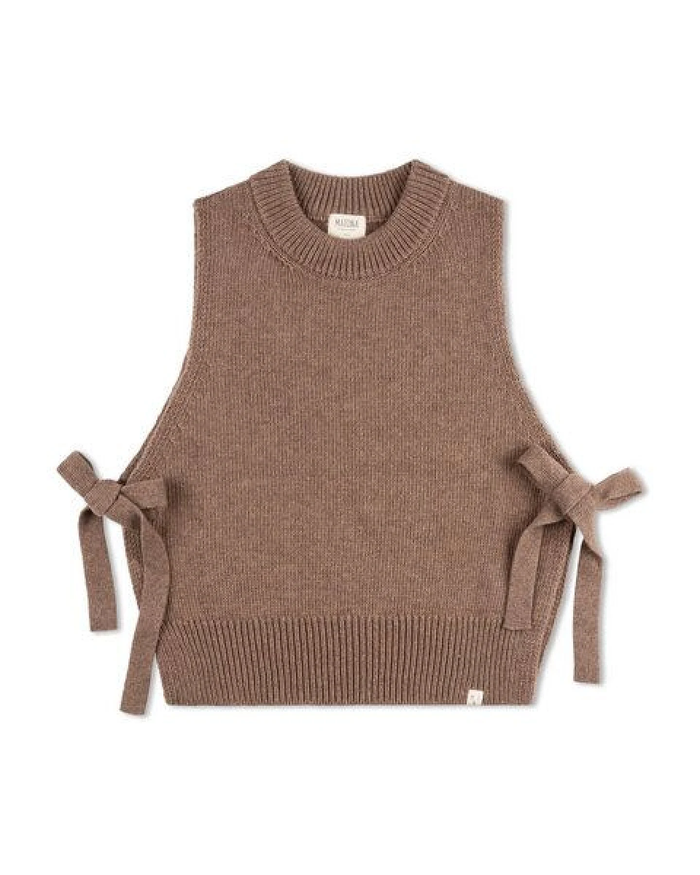 Matona Strickpullunder mit Bindedetail für Frauen aus Bio-Baumwolle und Lammwolle / Apron Vest – Ansicht 4