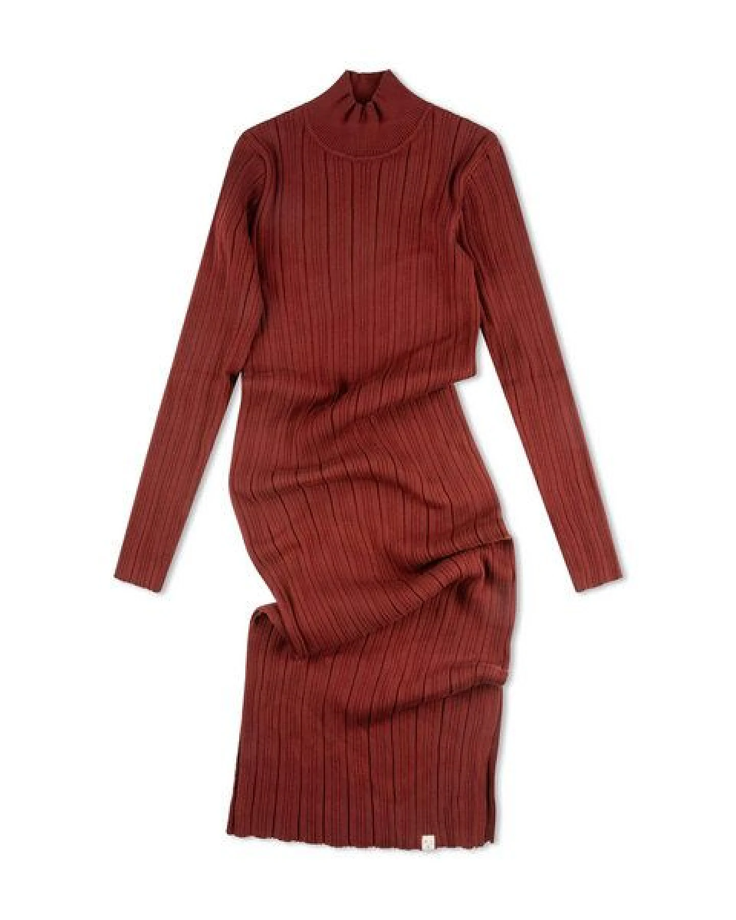 Matona Elegantes langes Kleid für Frauen aus Bio-Baumwolle / Ribbed Dress – Ansicht 3