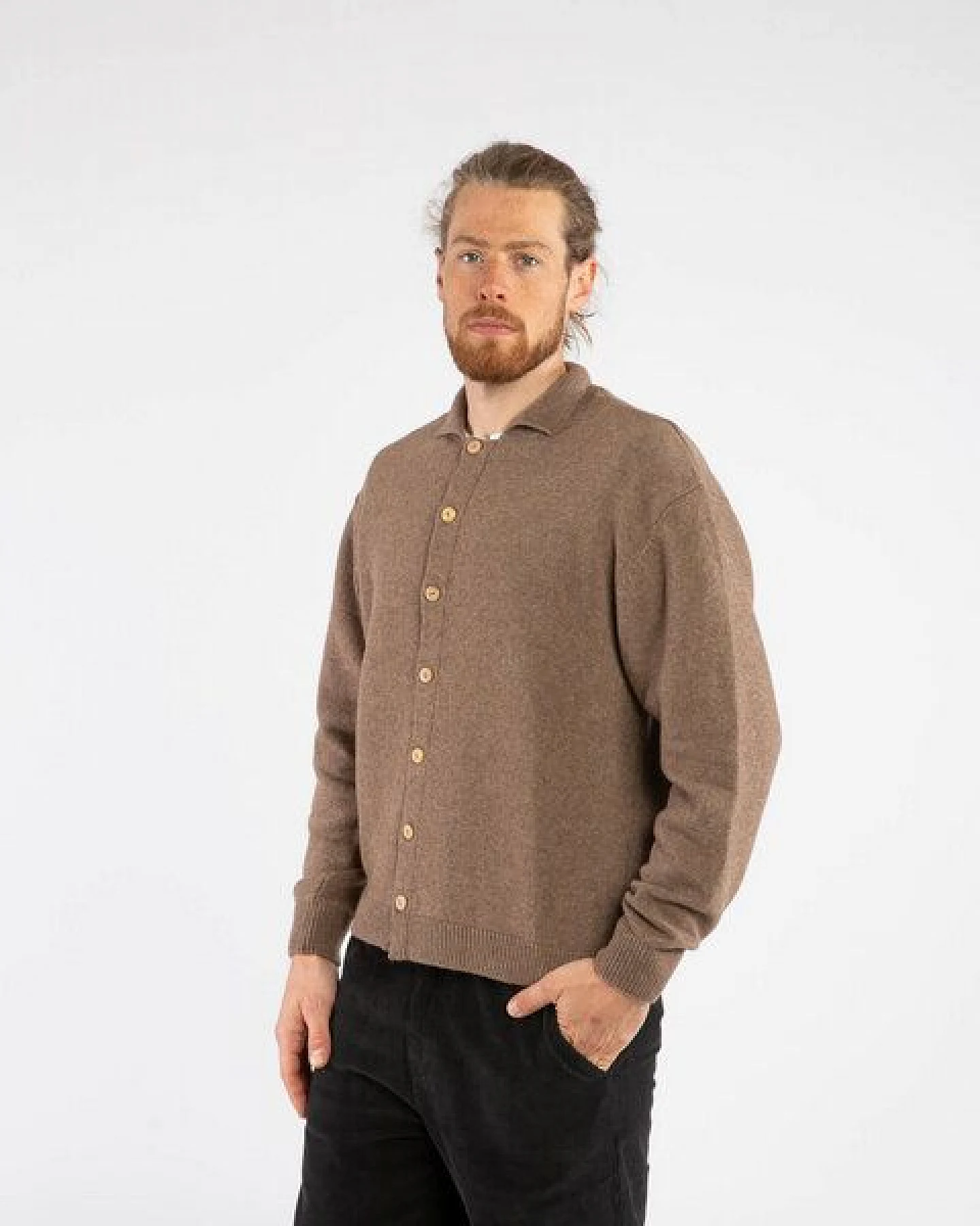Matona Gestricktes Hemd für Männer aus Bio-Baumwolle und Lammwolle / Knit Shirt – Ansicht 4