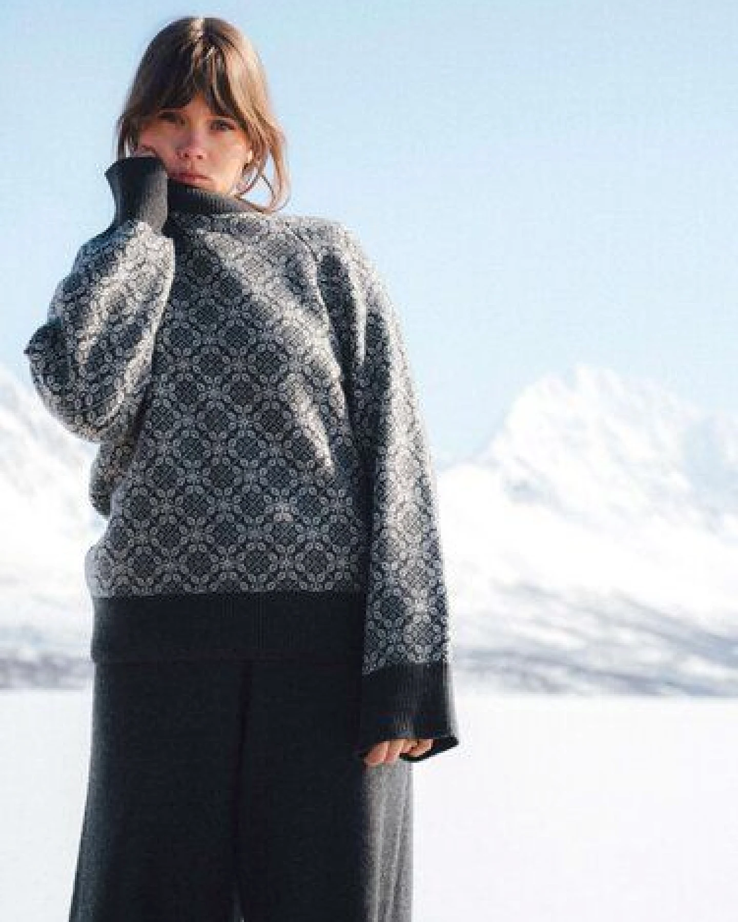 Kopyto BARIBAL - Damen Oversize Boxy Stickpullover Beskiden-Muster 100% Merinowolle – Ansicht 3
