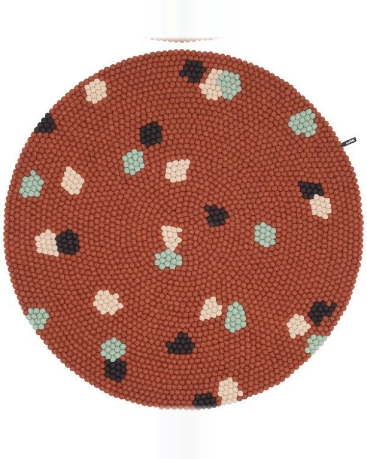 myfelt Terra Filzkugelteppich rund, 100% Schurwolle