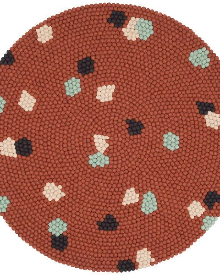 myfelt Terra Filzkugelteppich rund, 100% Schurwolle