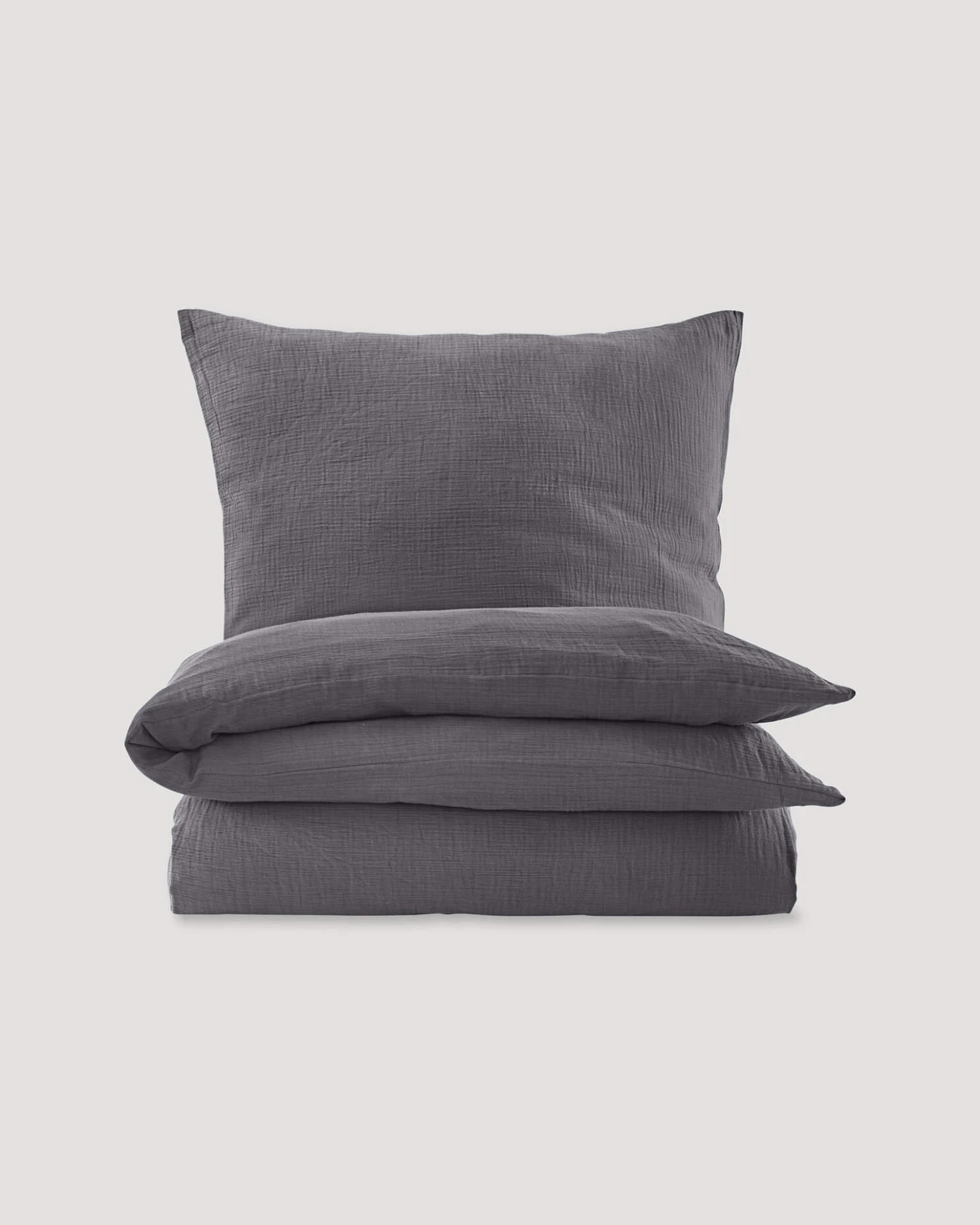 hessnatur Musselin Bettwäsche-Set aus Bio-Baumwolle - grau - Größe 240x220 / 2x40x80 cm – Ansicht 3
