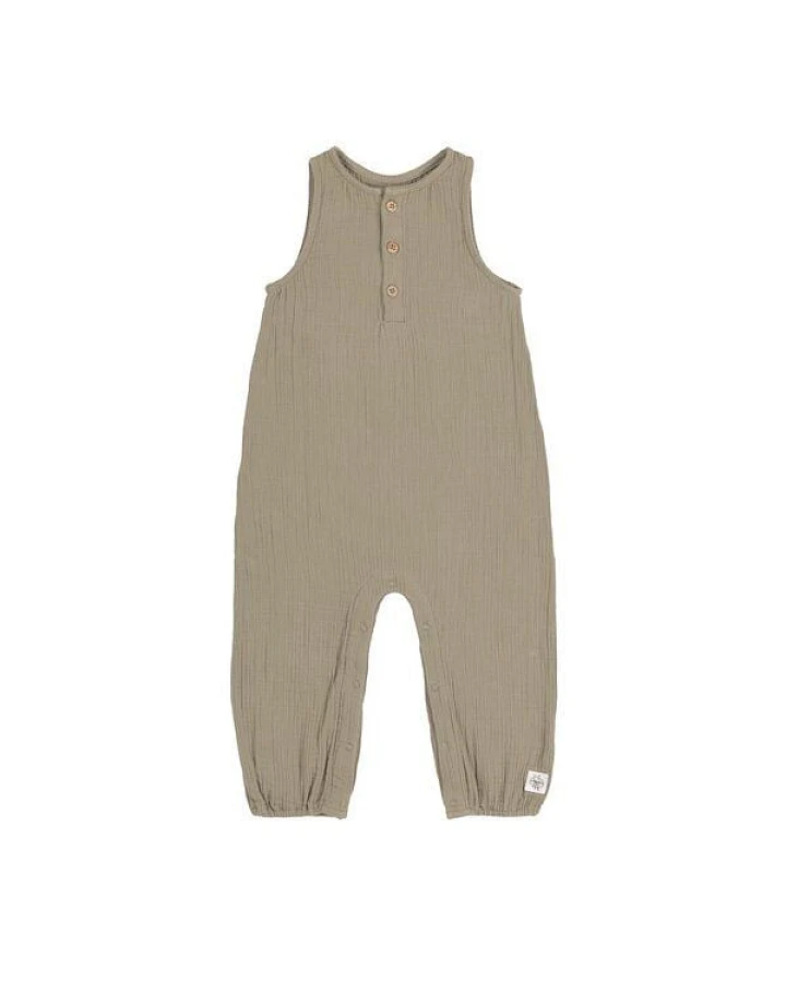 Lässig Baby Jumpsuit Latzose - Bio Baumwolle, Taupe GOTS