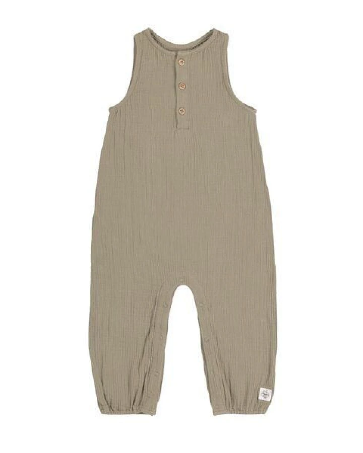 Lässig Baby Jumpsuit Latzose - Bio Baumwolle, Taupe GOTS
