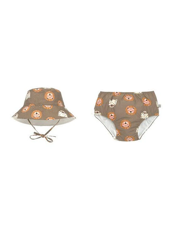 Lässig Baby Schwimmwindel und Sonnenhut (UV-Schutz) Löwe braun