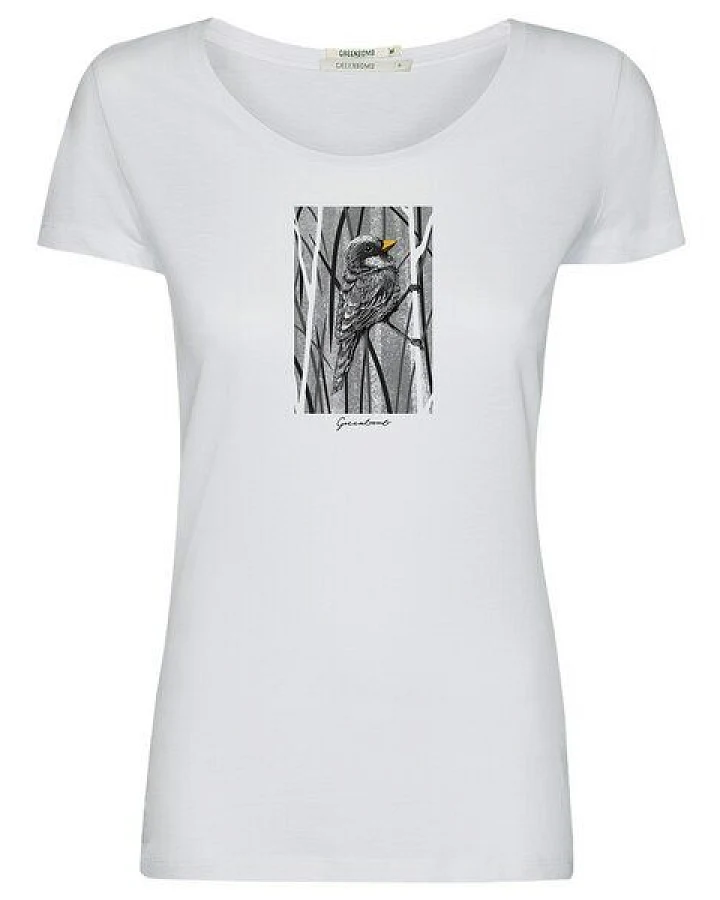 GREENBOMB Print T-Shirt Animal Sparrow Grass Loves