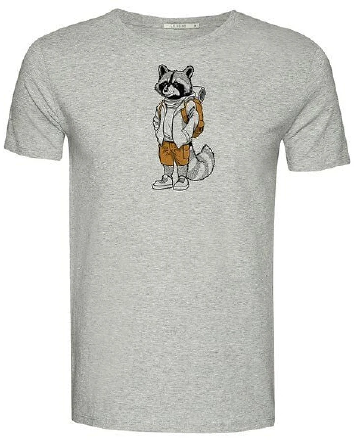 GREENBOMB Print T-Shirt Animal Raccoon Hike Guide