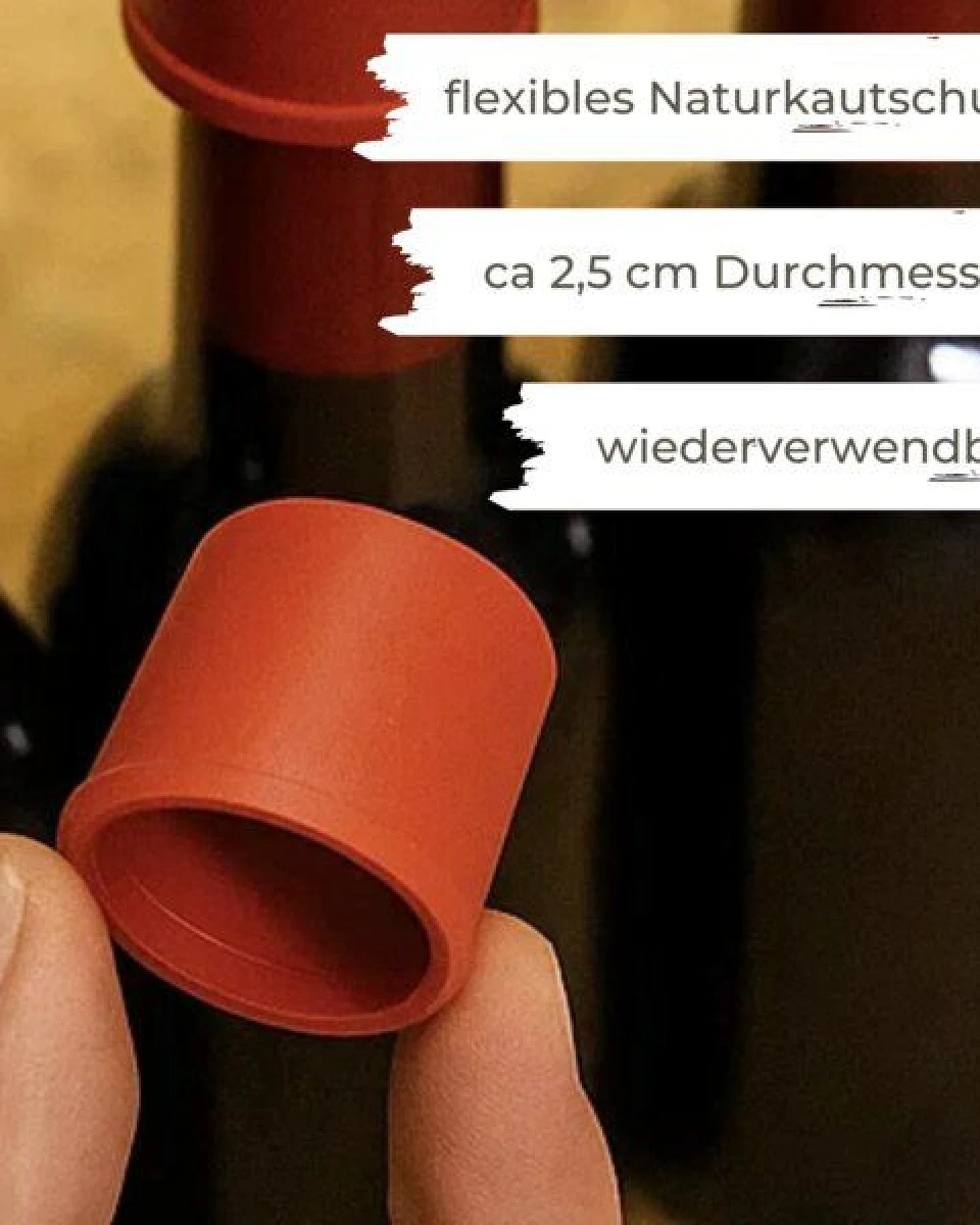 mikken 20er Set rote Gummikappen aus Naturkautschuk, - Süßmostkappen – Größe 1 oder 2 – Ansicht 3