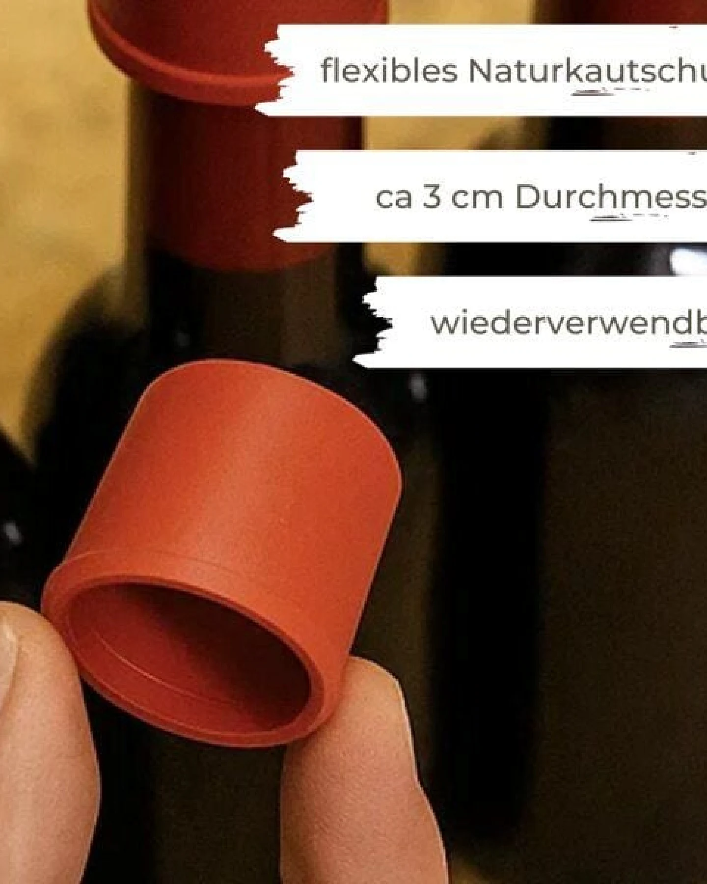 mikken 20er Set rote Gummikappen aus Naturkautschuk, - Süßmostkappen – Größe 1 oder 2 – Ansicht 3