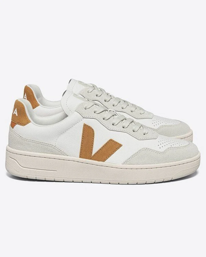 Veja Damen-Sneakers V-90 Leather White Umber