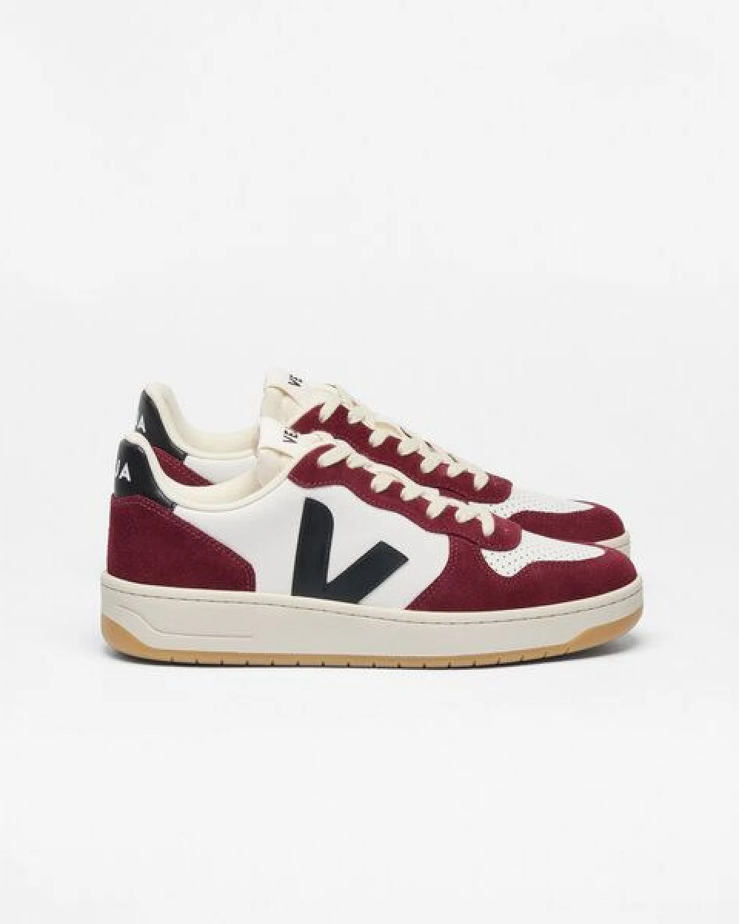 Veja Herren-Sneaker V-10 Prime Leather White Black Amarante – Ansicht 4