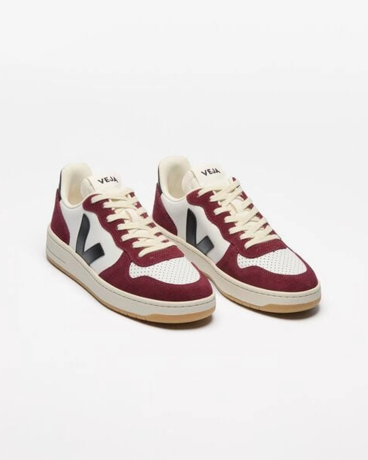 Veja Herren-Sneaker V-10 Prime Leather White Black Amarante – Ansicht 2