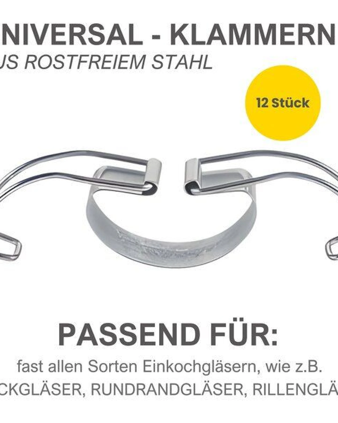mikken 12 Universal-Bügelklammern für Einkochgläser und Weckgläser – wiederverwendbar – Ansicht 2