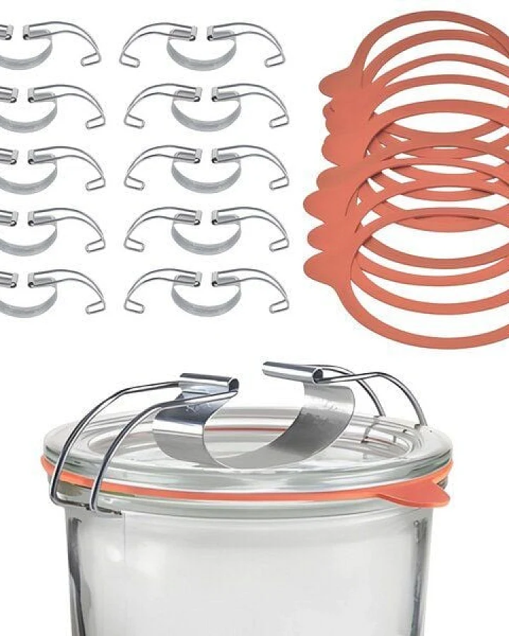 mikken Einmach-Set: 10 Weckringe aus Naturkautschuk & 10 Metallklammern – für Weckgläser Ø 10 cm