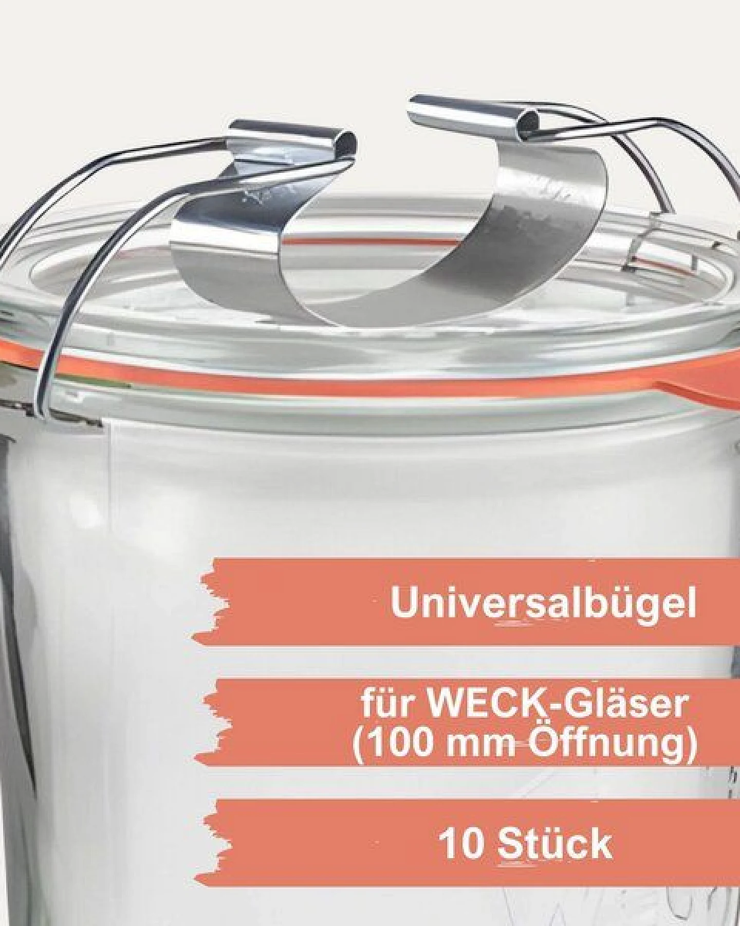mikken Einmach-Set: 10 Weckringe aus Naturkautschuk & 10 Metallklammern – für Weckgläser Ø 10 cm – Ansicht 3