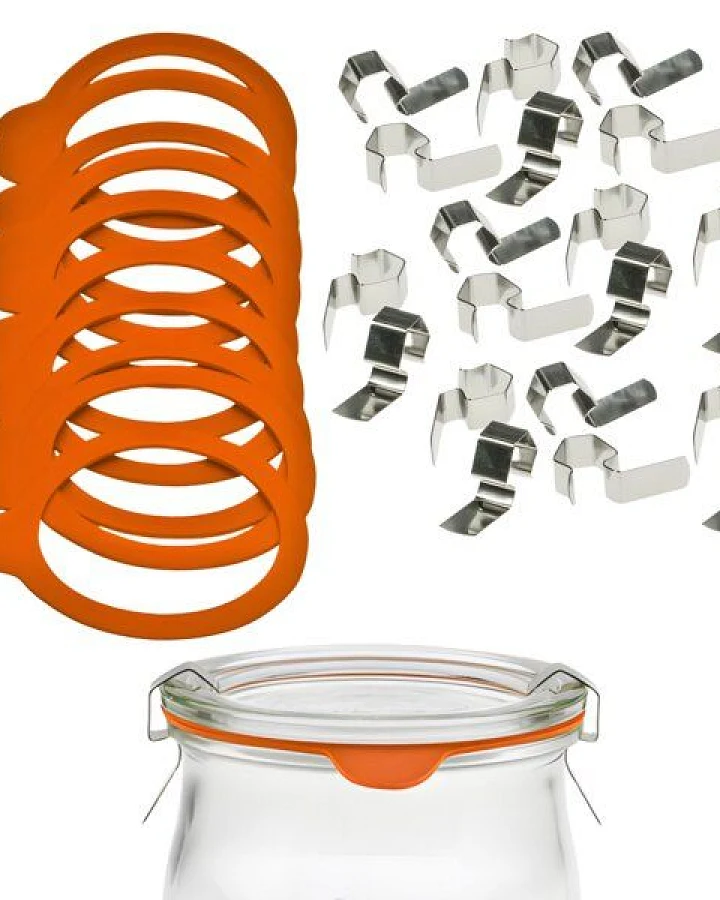 mikken Einmach-Set: 10 Weckringe aus Naturkautschuk & 20 Metallklammern – für Weckgläser Ø 8 cm