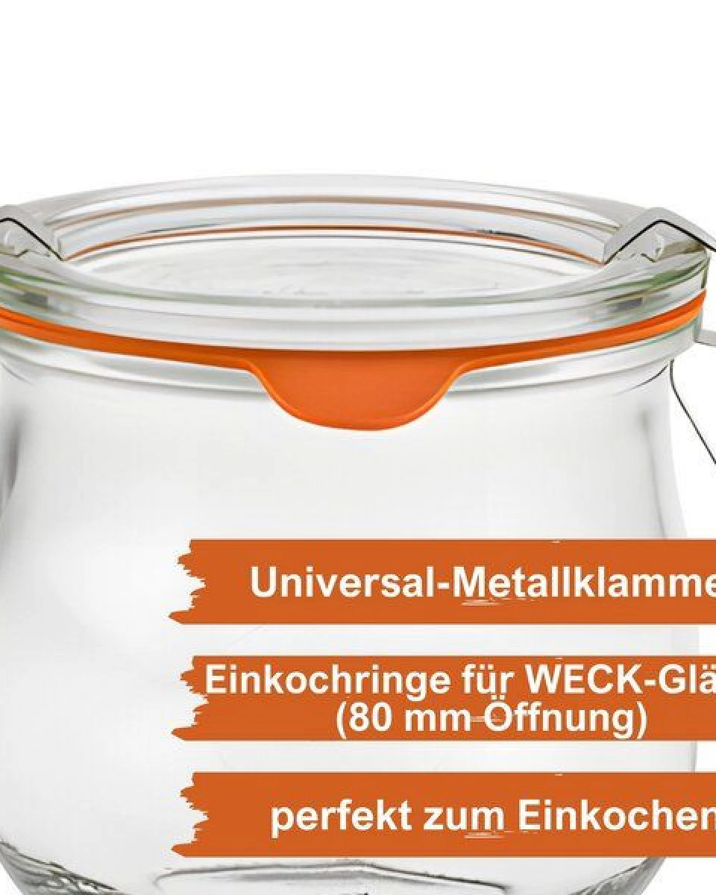 mikken Einmach-Set: 10 Weckringe aus Naturkautschuk & 20 Metallklammern – für Weckgläser Ø 8 cm – Ansicht 3