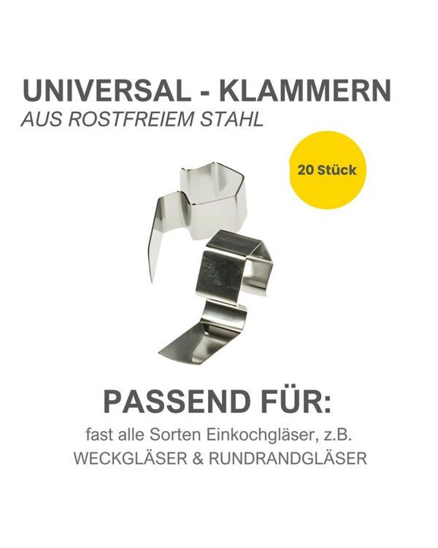 mikken Einmach-Set: 10 Weckringe aus Naturkautschuk & 20 Metallklammern – für Weckgläser Ø 8 cm – Ansicht 4
