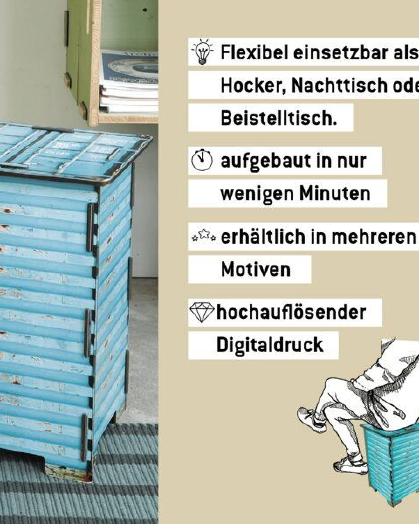 WERKHAUS Photohocker Container Türkis – Ansicht 3