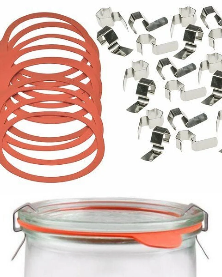 mikken Einmach-Set: 10 Weckringe 94x108mm aus Naturkautschuk & 20 Metallklammern – für Weckgläser Ø 10 cm