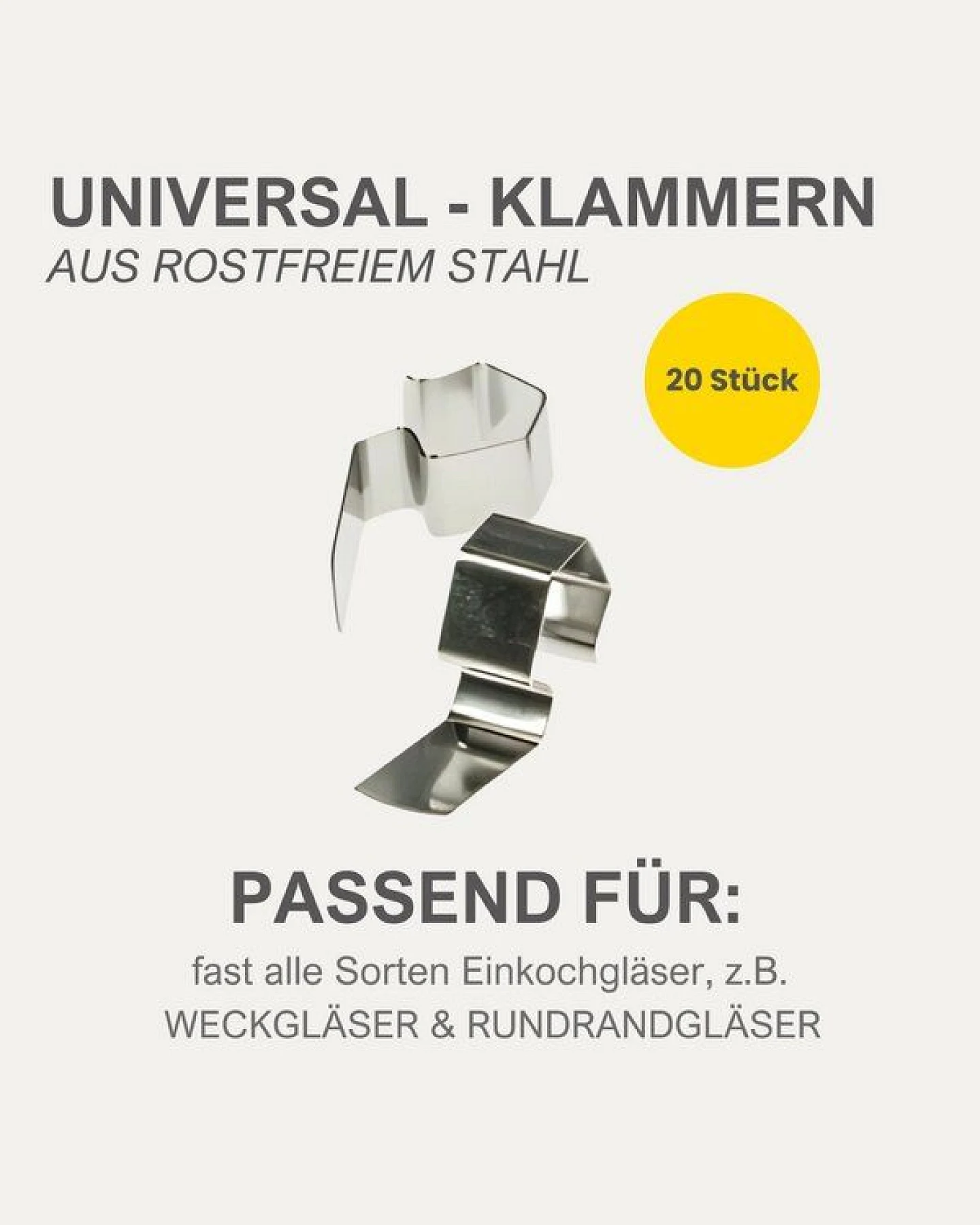 mikken Einmach-Set: 10 Weckringe 94x108mm aus Naturkautschuk & 20 Metallklammern – für Weckgläser Ø 10 cm – Ansicht 2