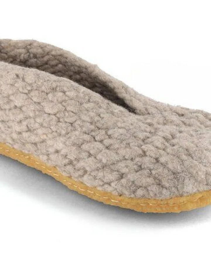 WoolFit Handgewebte Hausschuhe mit Naturgummisohle "Woolies" aus Wolle für Damen
