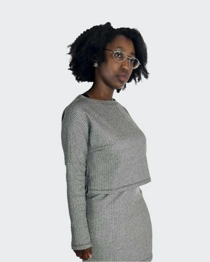 LUMEN organic Pullover CROPPED Struktur hellgrau