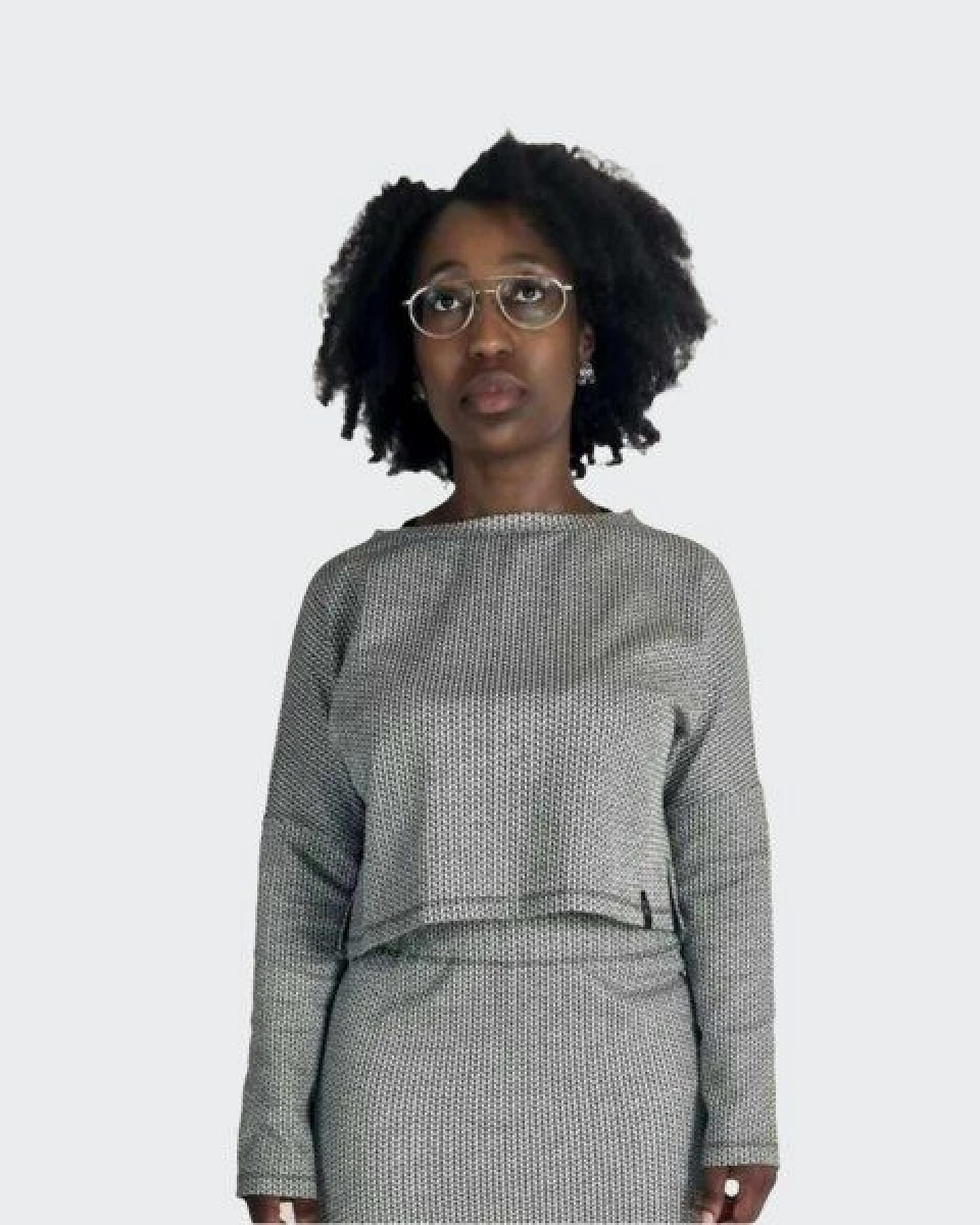 LUMEN organic Pullover CROPPED Struktur hellgrau – Ansicht 4