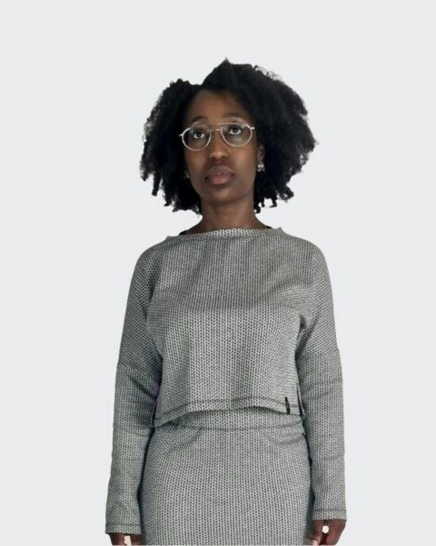 LUMEN organic Pullover CROPPED Struktur hellgrau – Ansicht 4